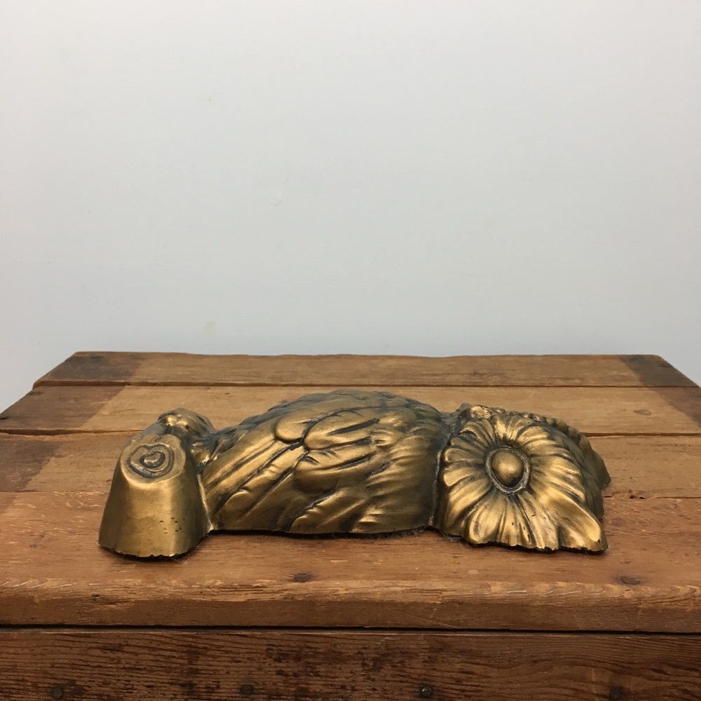 Vintage Plaster Paris Antiqued Gold Metallic Owl Branch Wall Art - Picture 8 of 8